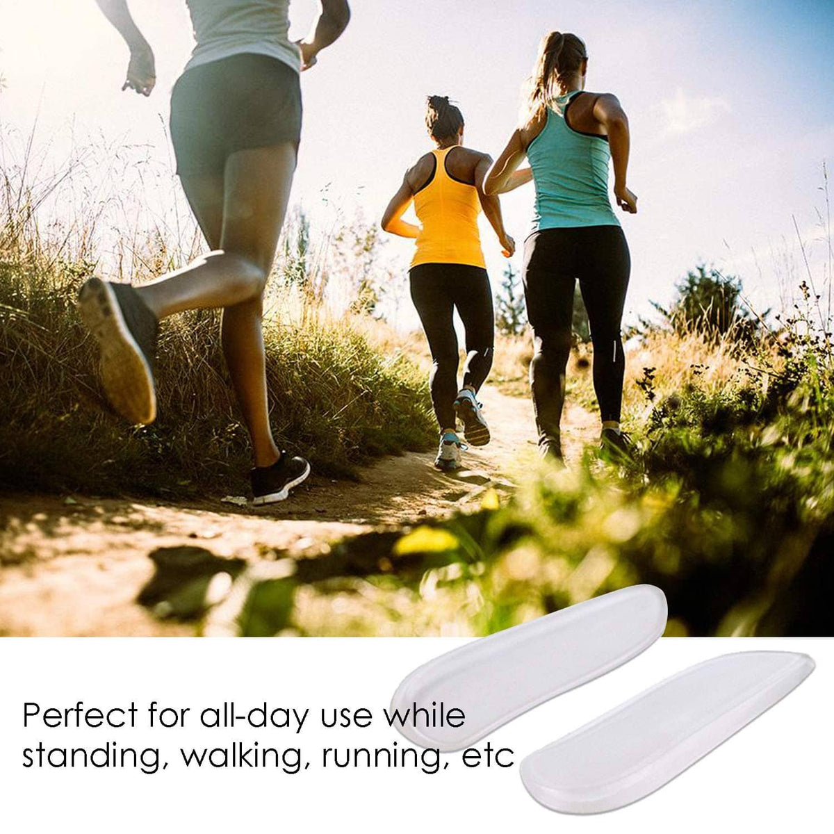 Clear silicone heel wedge insoles for all-day standing, walking, and running support