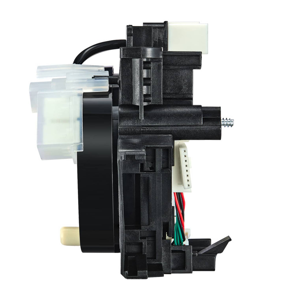 Clock spring spiral cable assembly side view with black plastic housing and wiring
