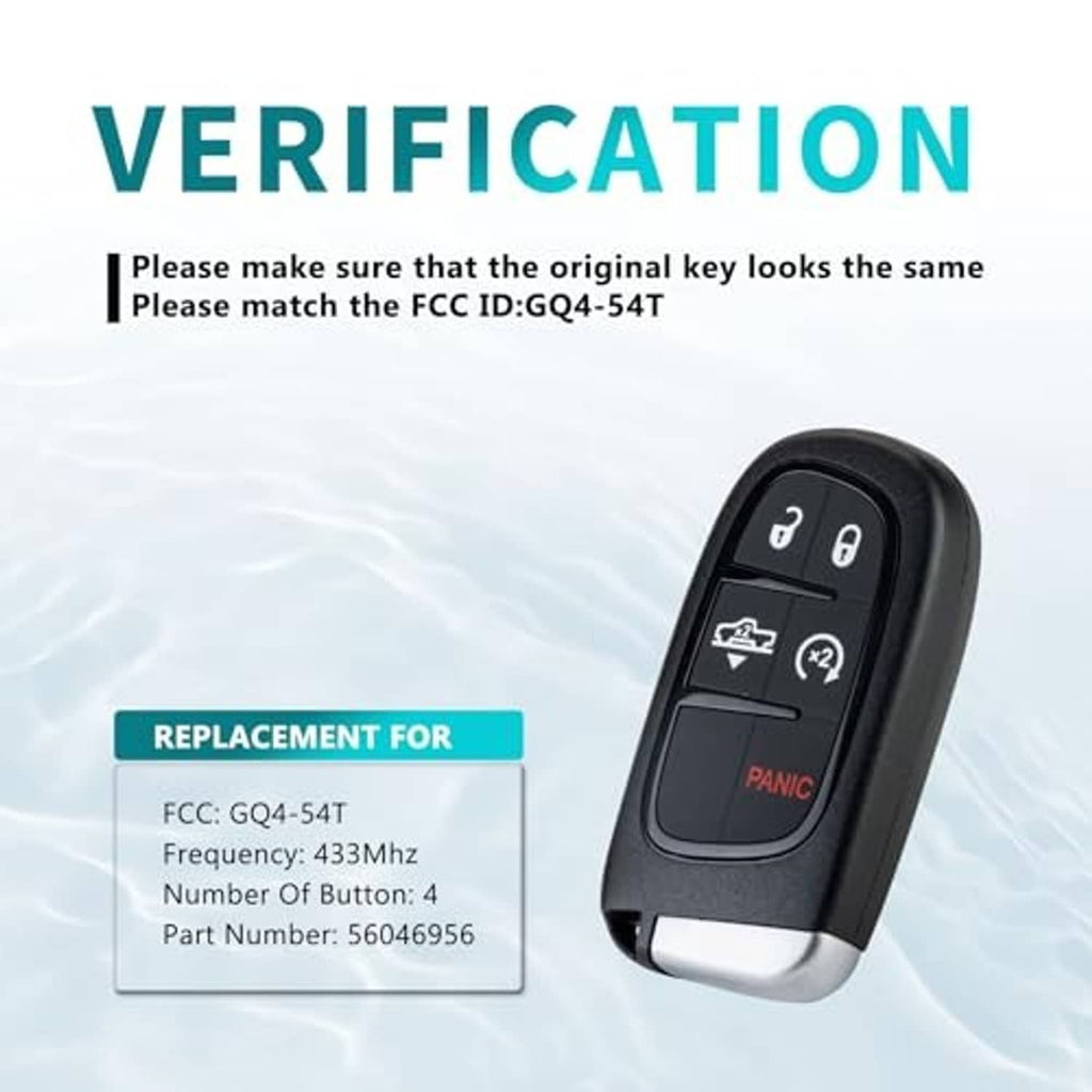 Black smart keyless remote fob with button icons and red PANIC button label