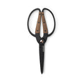 Dual grip garden shears with black handles, walnut wood grips, and pointed blades