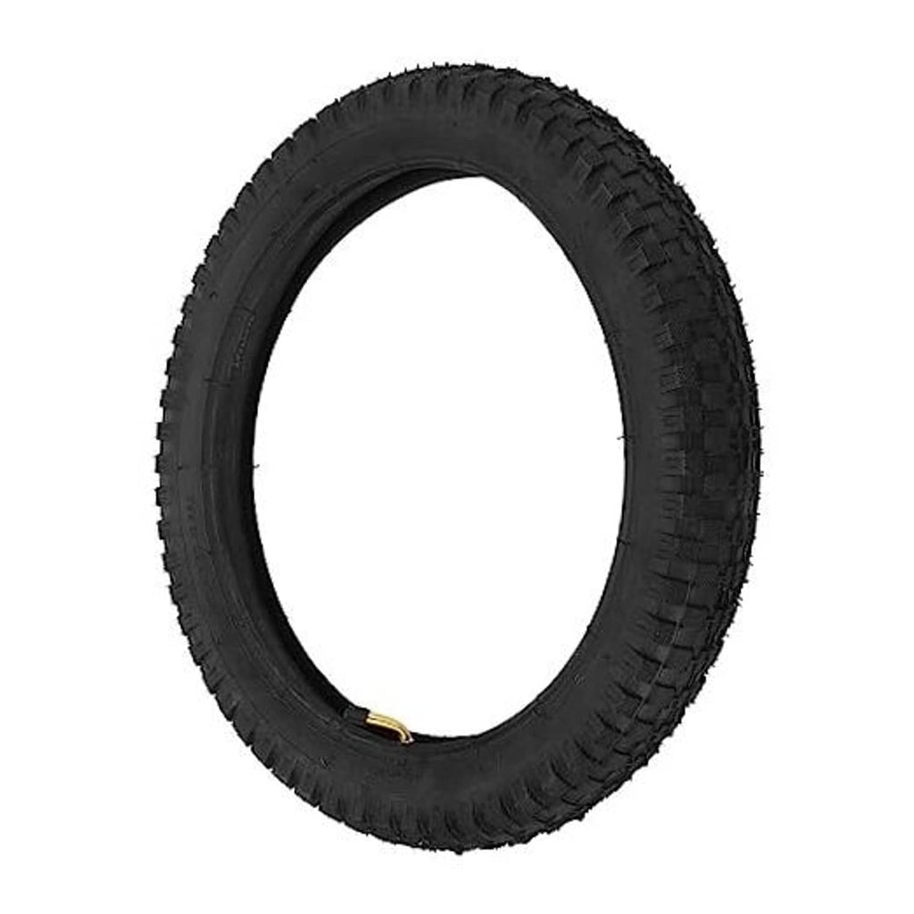 Black dirt bike tire for kids, 16x2.4 with knobby tread and valve stem