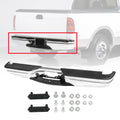 Rear step bumper assembly with chrome finish and black textured step pad