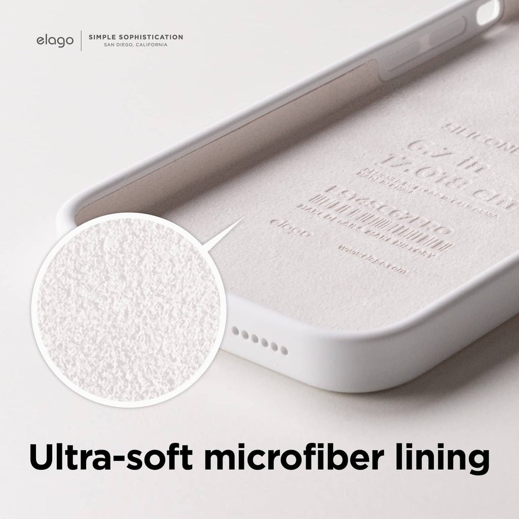 White silicone phone case with ultra-soft microfiber lining