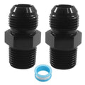 Black flare-to-1/2 in NPT pipe fitting adapter, hex body with threaded ends