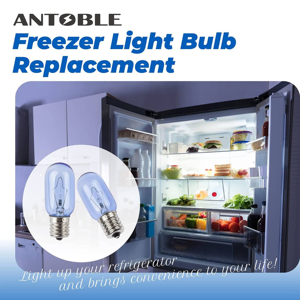 Refrigerator light bulb replacement, two blue-glass bulbs with E17 screw base
