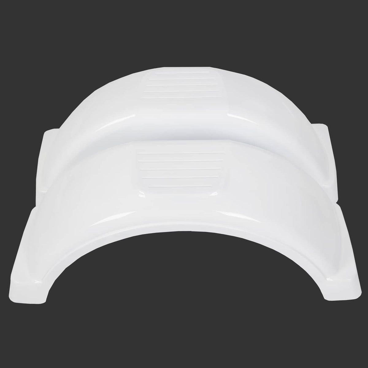 White arched trailer fender with top ridged panel detail