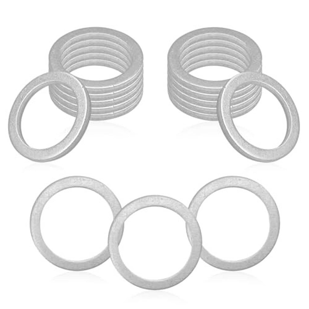 Crush aluminum oil drain plug washers, circular gasket rings with a few stacked pairs
