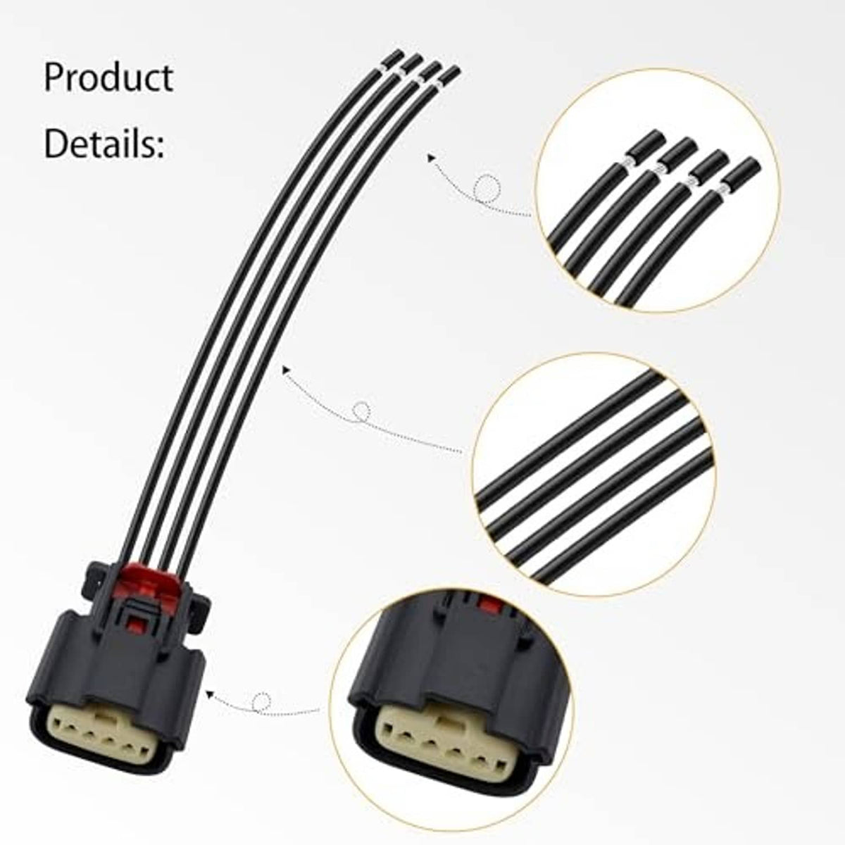 4-wire headlight connector pigtail adapter harness with inline wiring and twin plug ends