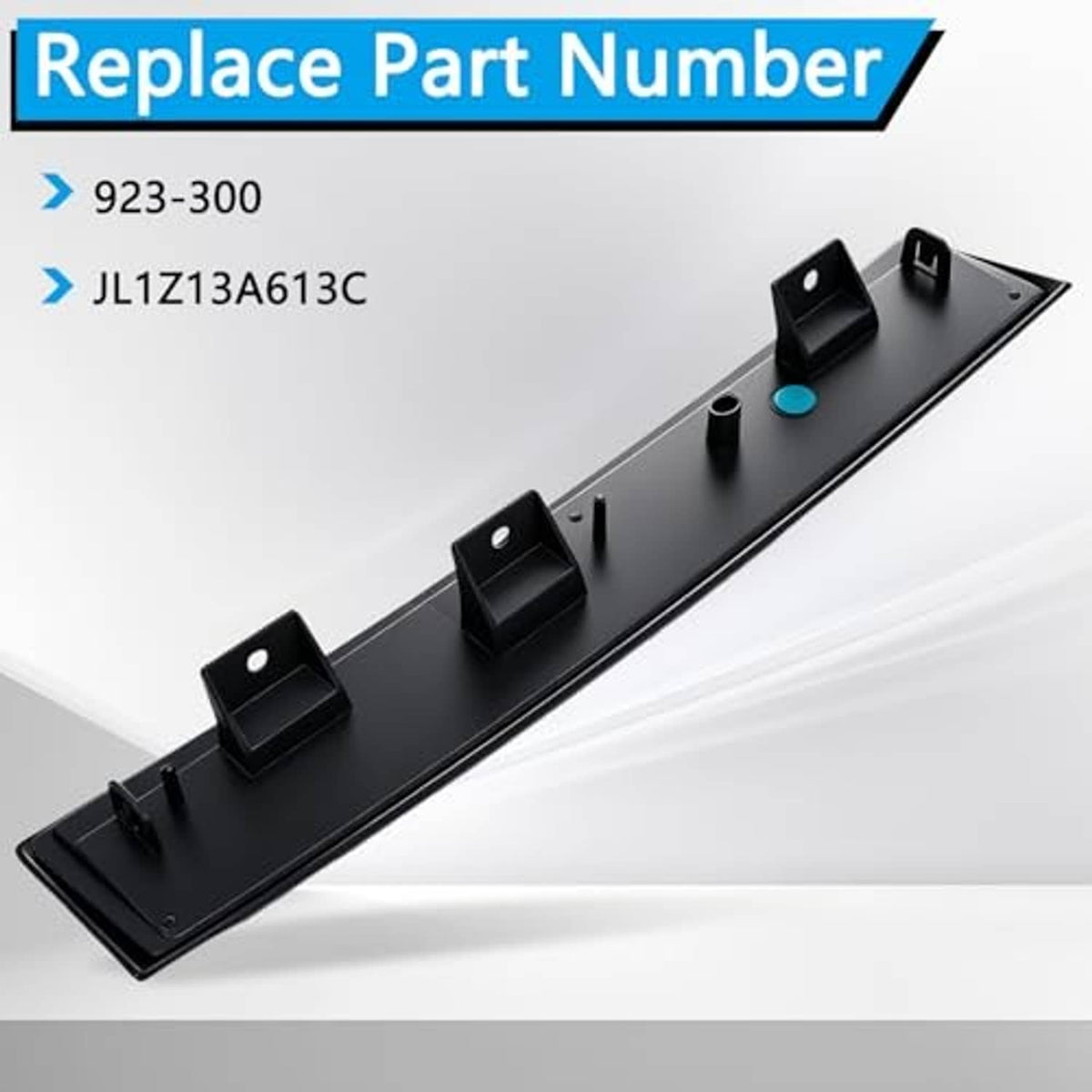 Third brake light replacement panel with mounting tabs and blue connector