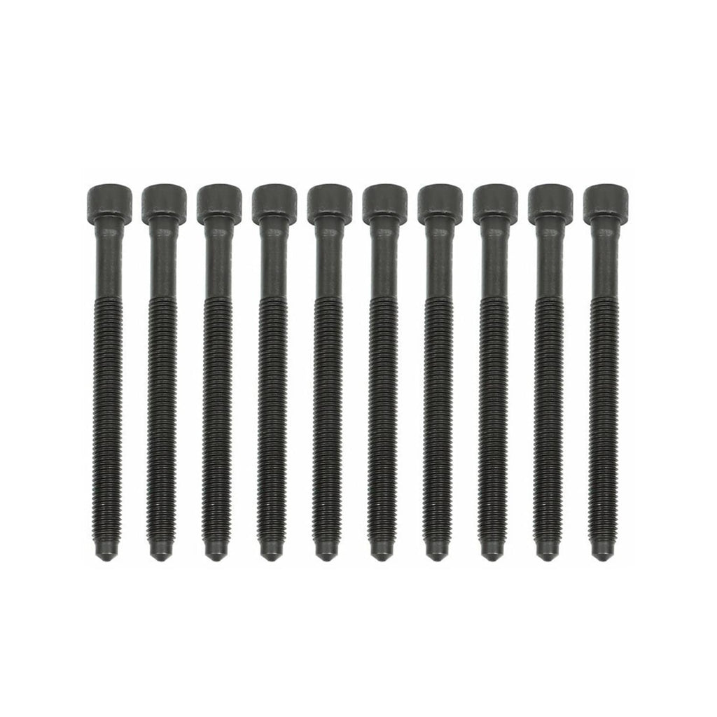 Engine cylinder head bolts set, long threaded bolts in a row