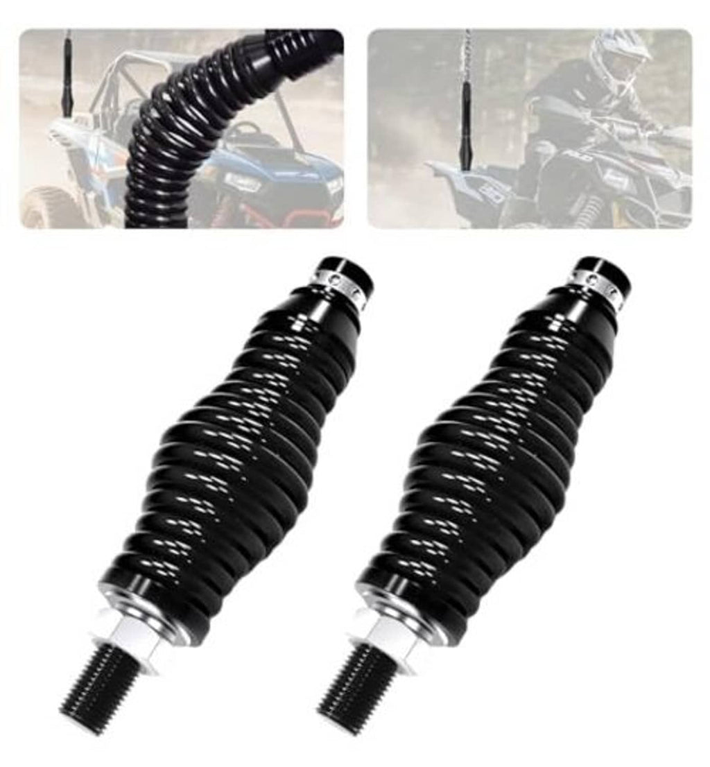 Pair of black coiled shock springs for whip light mounting, threaded ends