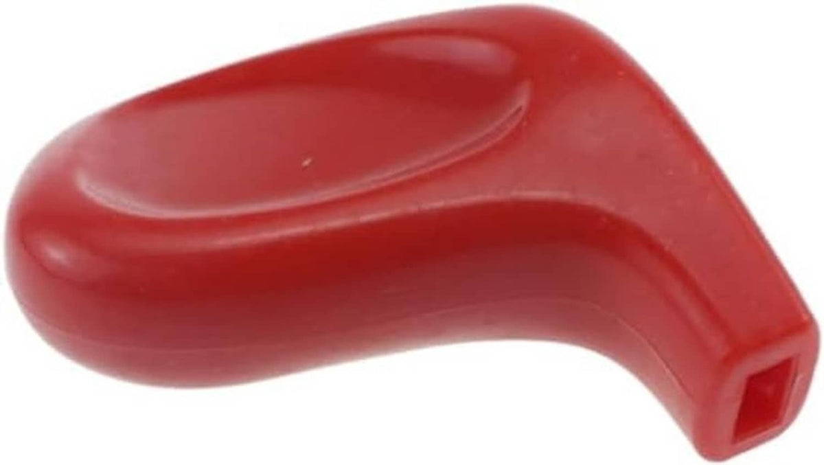 Red throttle knob with smooth curved top and short mounting tab end