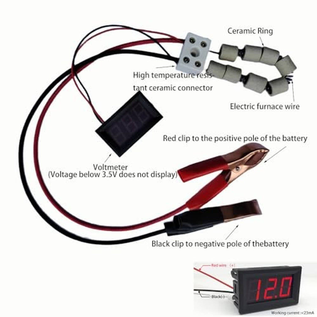 12V battery discharger tester parts: voltmeter, ceramic connectors, red/black battery clips