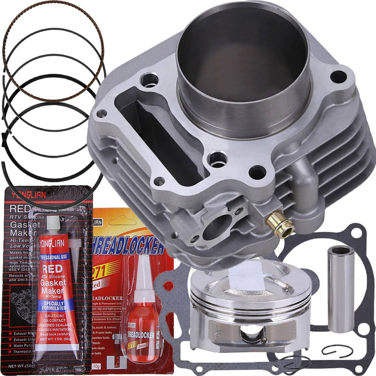Aluminum cylinder assembly with piston and gasket set plus ring set components