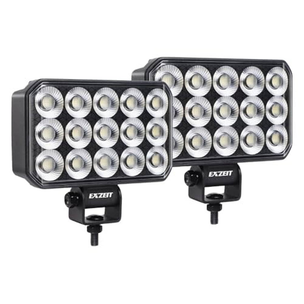 Two rectangular LED light bars with black housings and front arrays of silver LED lenses