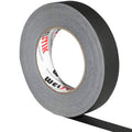 1-inch black and gray gaffer tape roll with exposed inner core