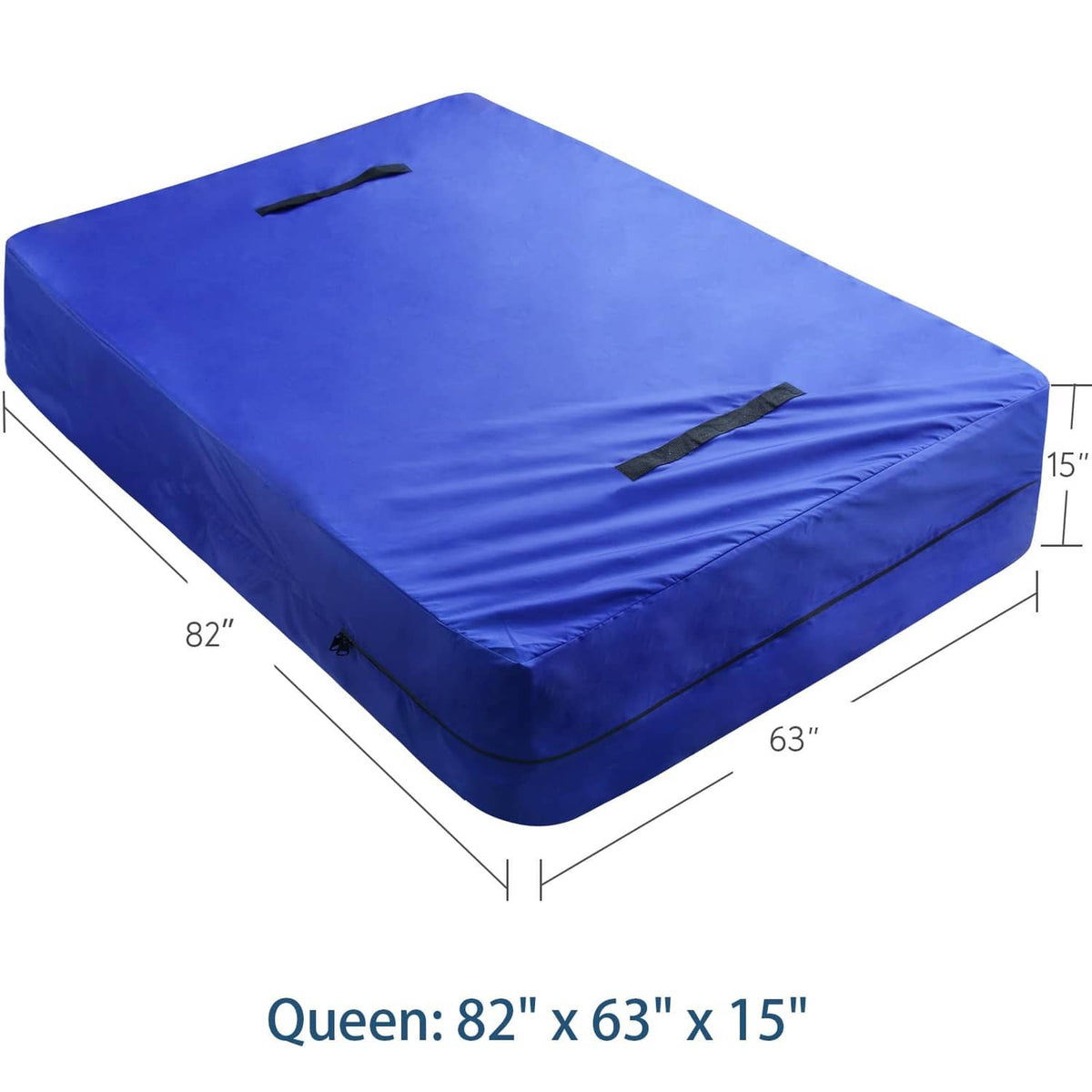 Blue queen mattress storage bag with top carrying handle and full-coverage fit