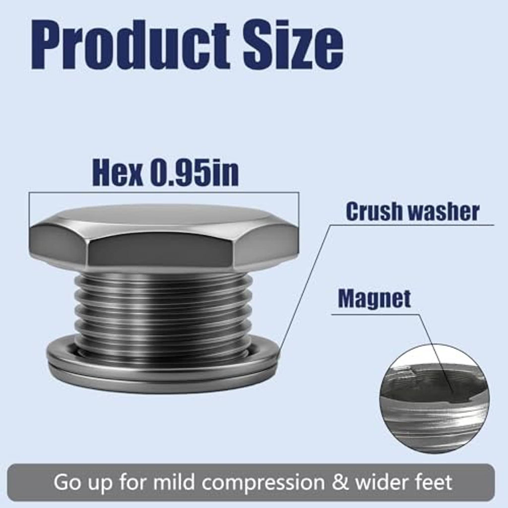 Metal hex-head differential drain plug with threaded threads and crush washer