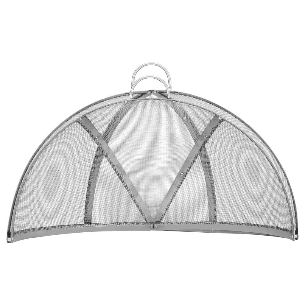 30-inch round stainless steel fire pit spark screen cover lid with mesh dome