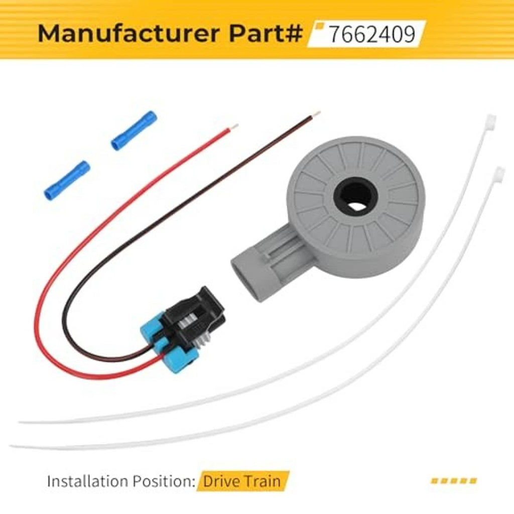 Gray gear position sensor with electrical connector and red/black wires, blue terminals included