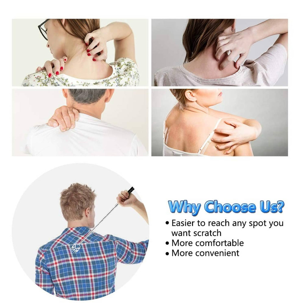 Back scratcher use illustration showing people rubbing shoulders and upper backs