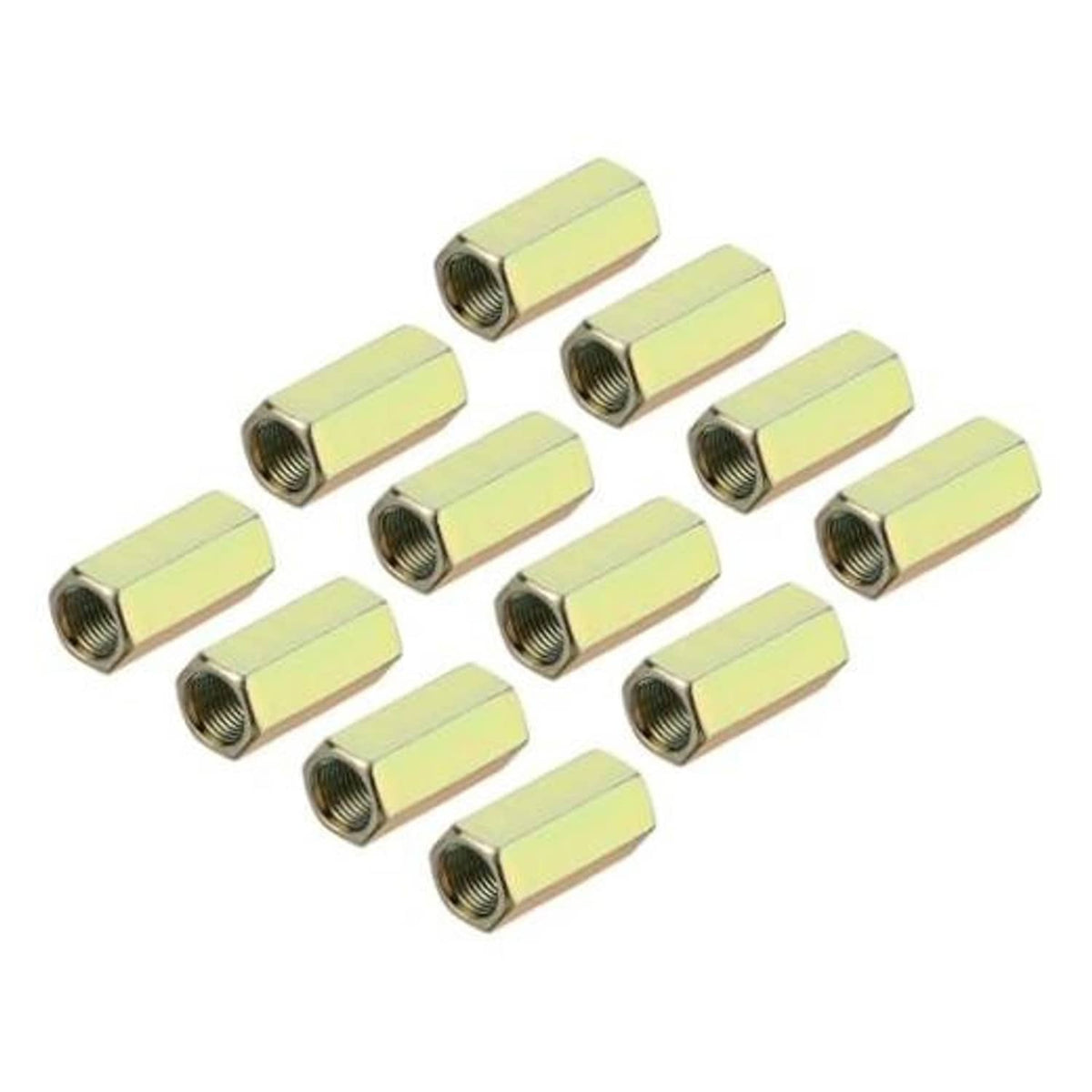 M10 x 1 hex coupling nuts, zinc-plated yellow, fine internal thread