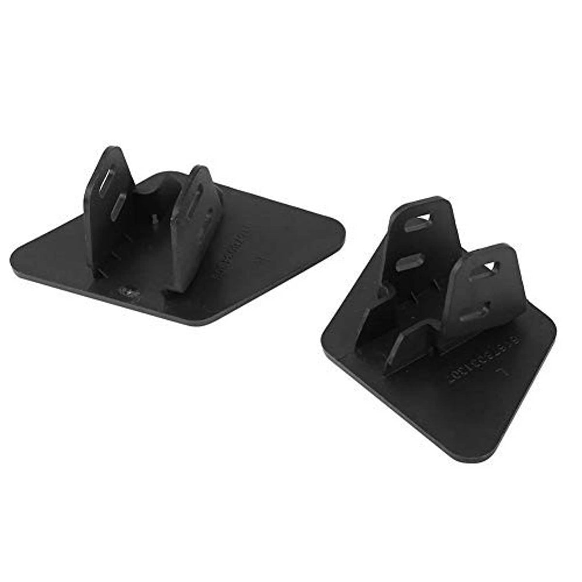 Headlight washer nozzle caps, black plastic pair with snap-fit mounting brackets