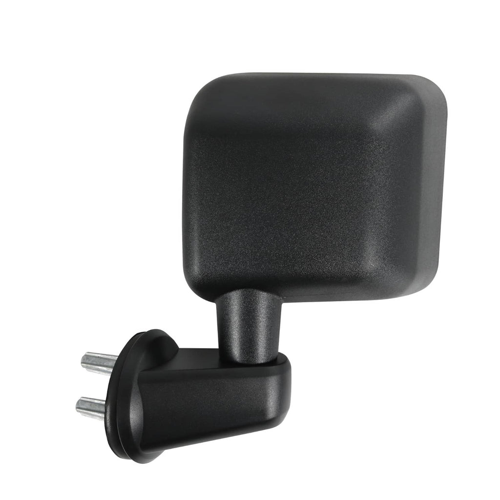 Black manual side mirror housing with integrated arm and mounting stem