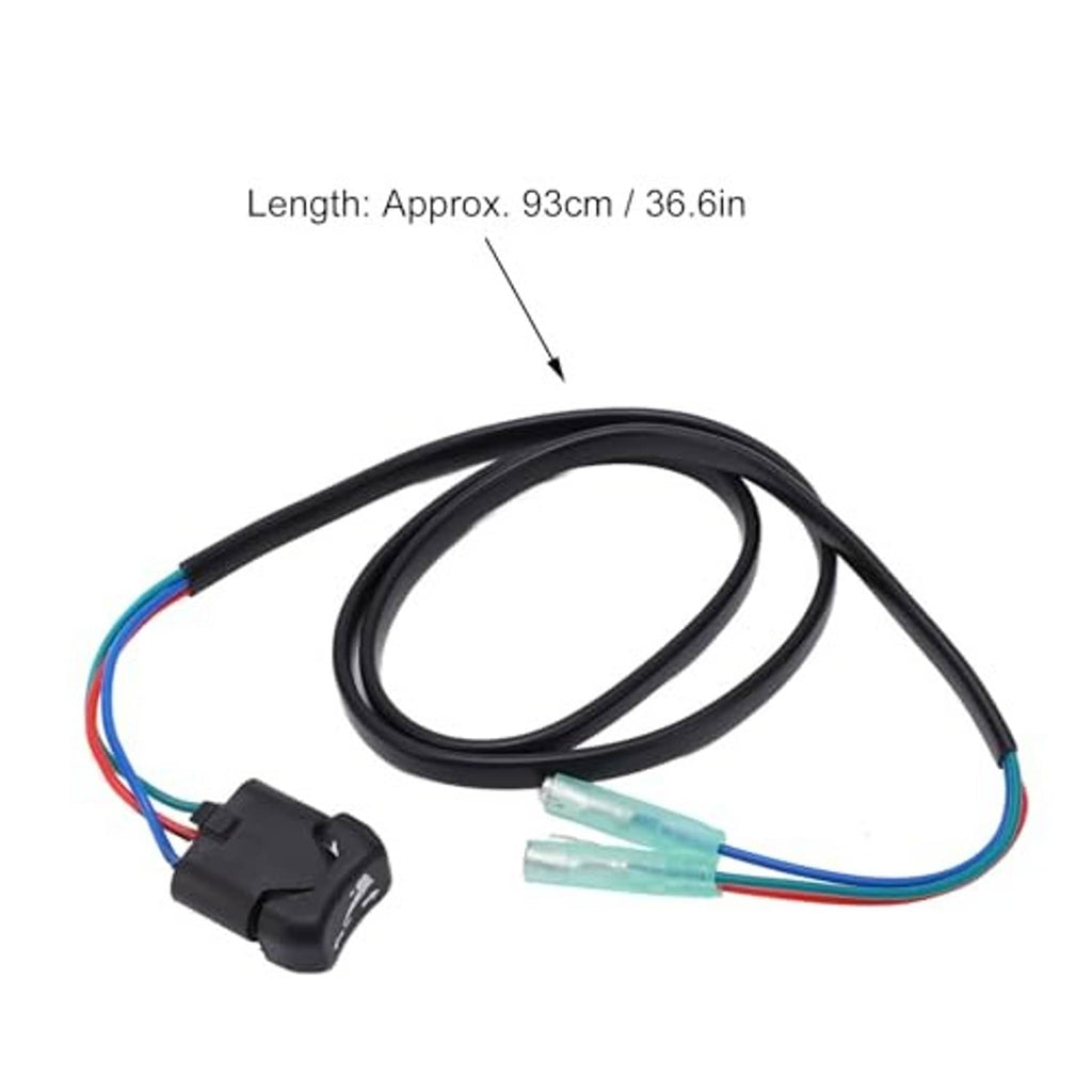 Black cable harness with inline connector and translucent green terminal plugs
