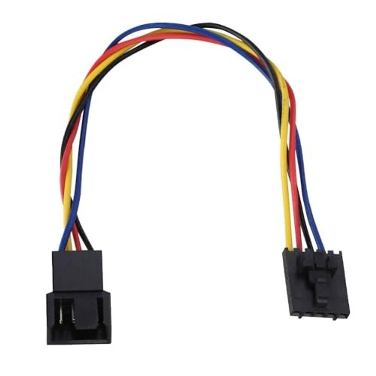 CPU fan adapter cable with multicolor leads and black 5-pin to 4-pin connector ends