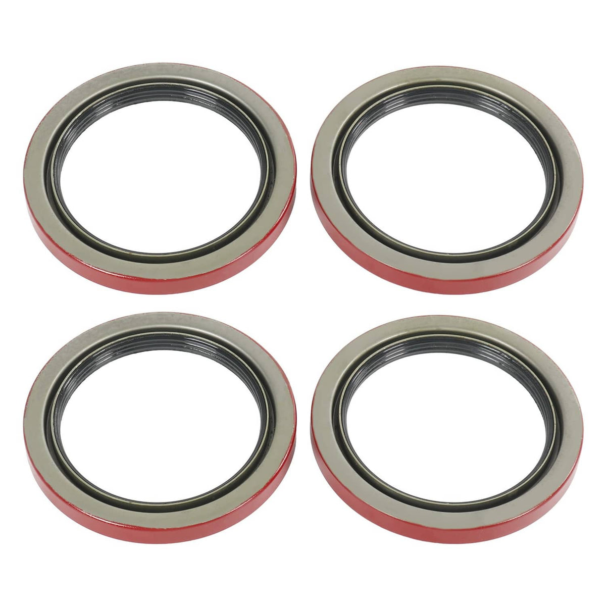 Set of 4 oil seals with red outer rubber and black metal rings