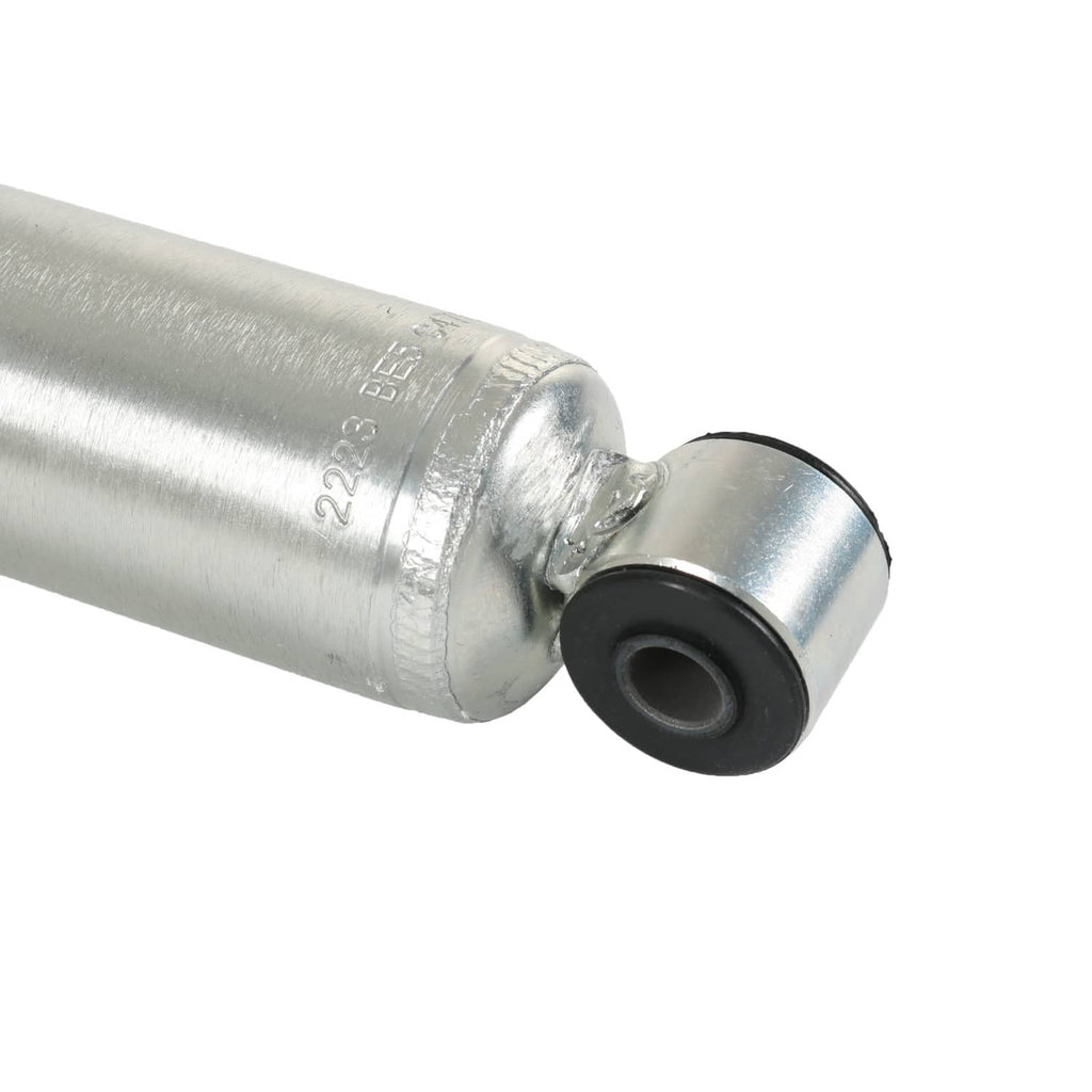 Rear shock absorber rod collar with embossed marking and black bushing