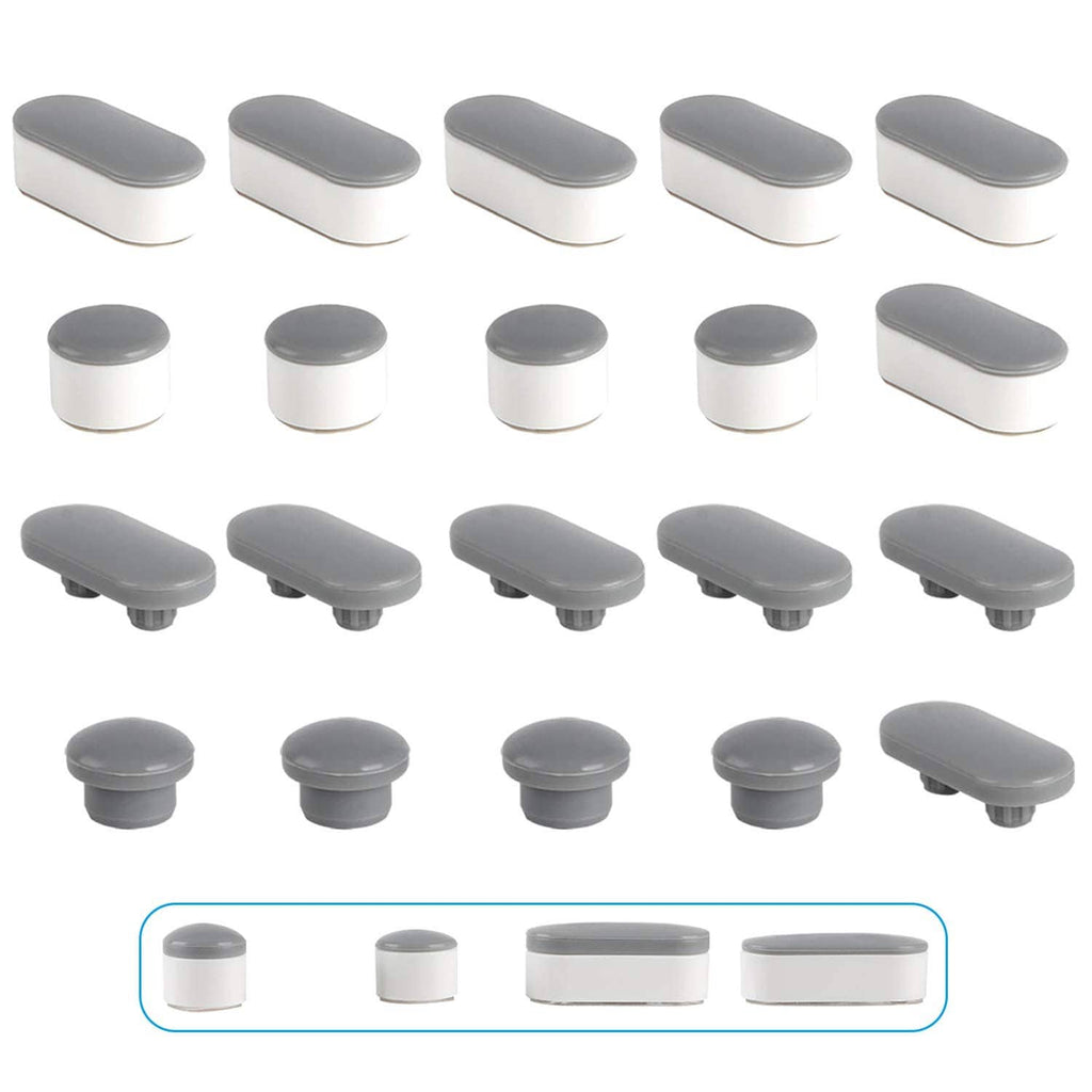 Toilet seat bumpers, gray top pads with white bases (10-piece set)