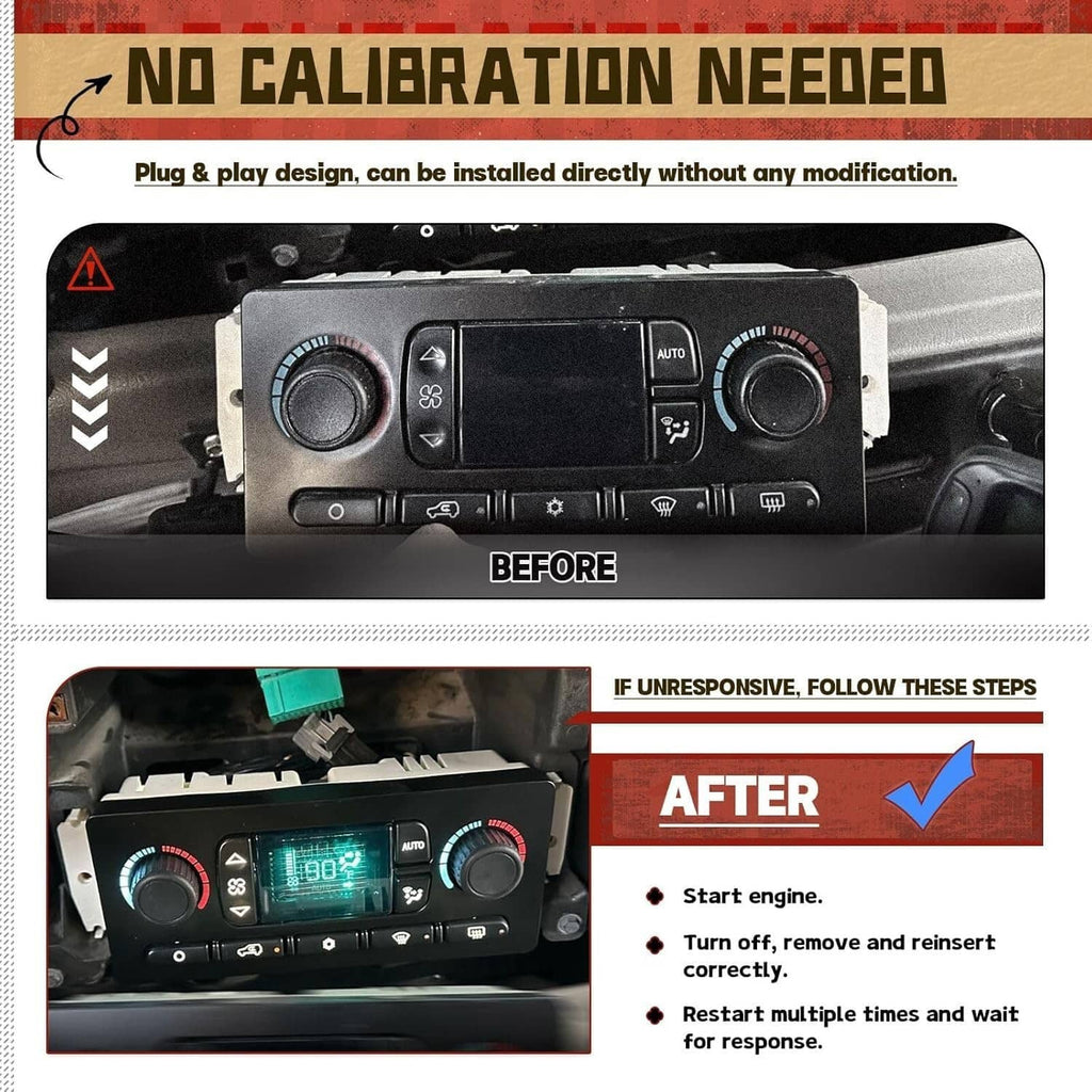 AC heater climate control module with two rotary knobs and AUTO display on dashboard