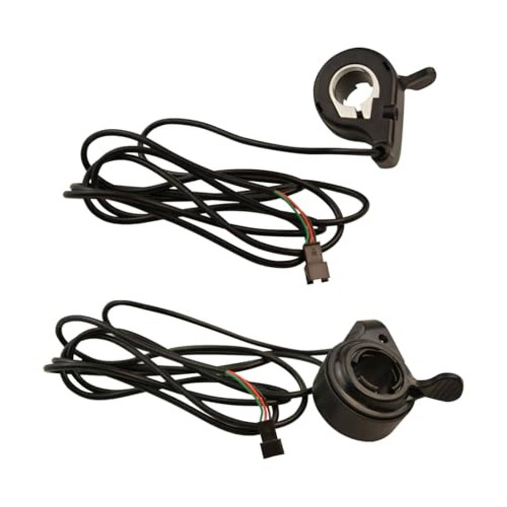 Two-pack black thumb throttle controls with cable harnesses and connectors