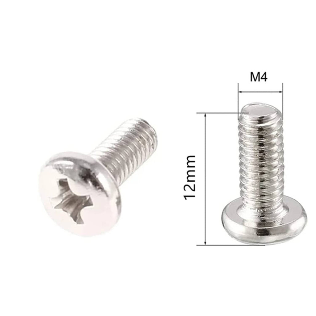 M4x12mm stainless steel Phillips truss head VESA screw, head and thread size