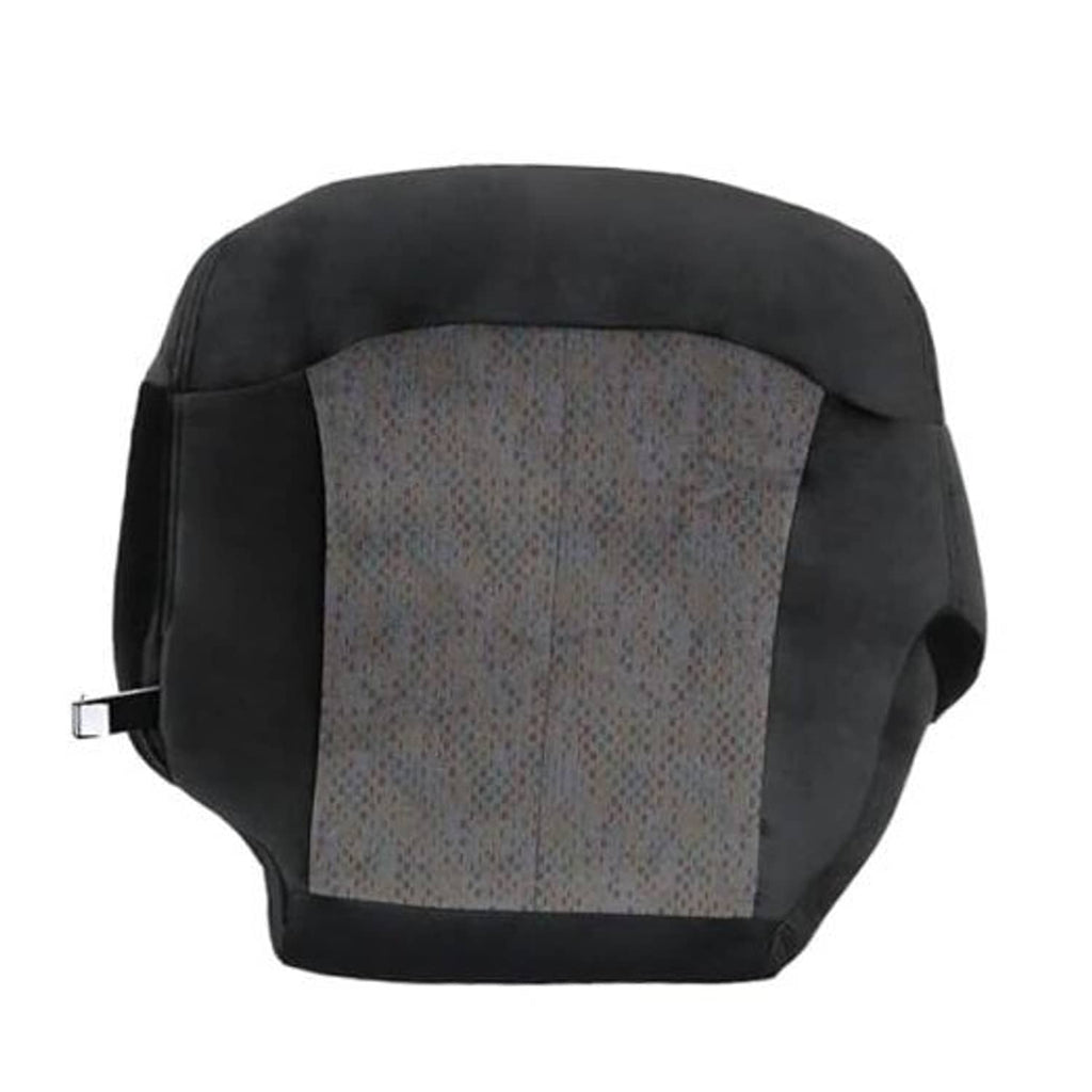 Dark gray cloth front driver seat bottom replacement cover with gray insert panel