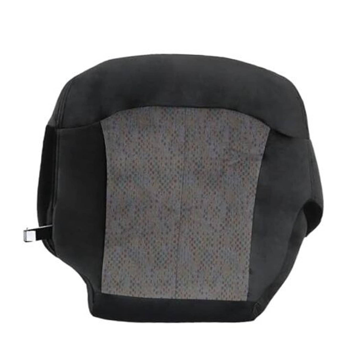 Dark gray cloth front driver seat bottom replacement cover with gray insert panel