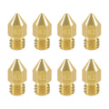 0.2mm brass MK8 extruder nozzles set, 8-pack with M6 threaded bodies