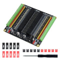 Universal breakout board with green terminal headers and black pin rows