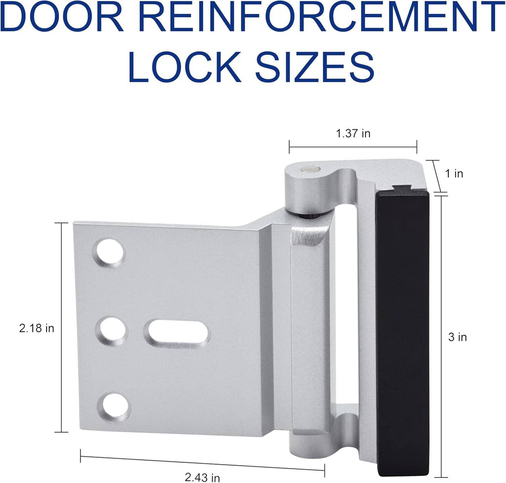 Door reinforcement lock size diagram with bracket dimensions, silver