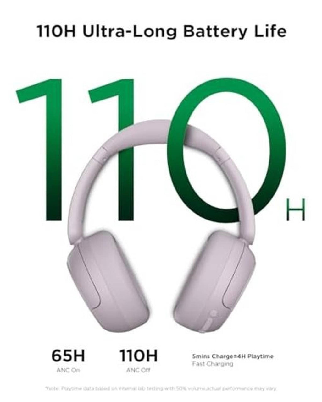Purple over-ear headphones with cushioned earcups and headband, front view