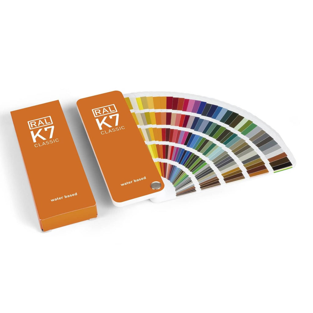 RAL K7 Classic gloss color chart set with orange booklet and curved swatch fan