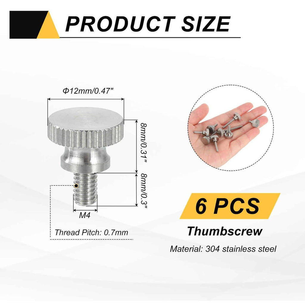 Silver flat knurled head thumb screw with threaded M4 shank
