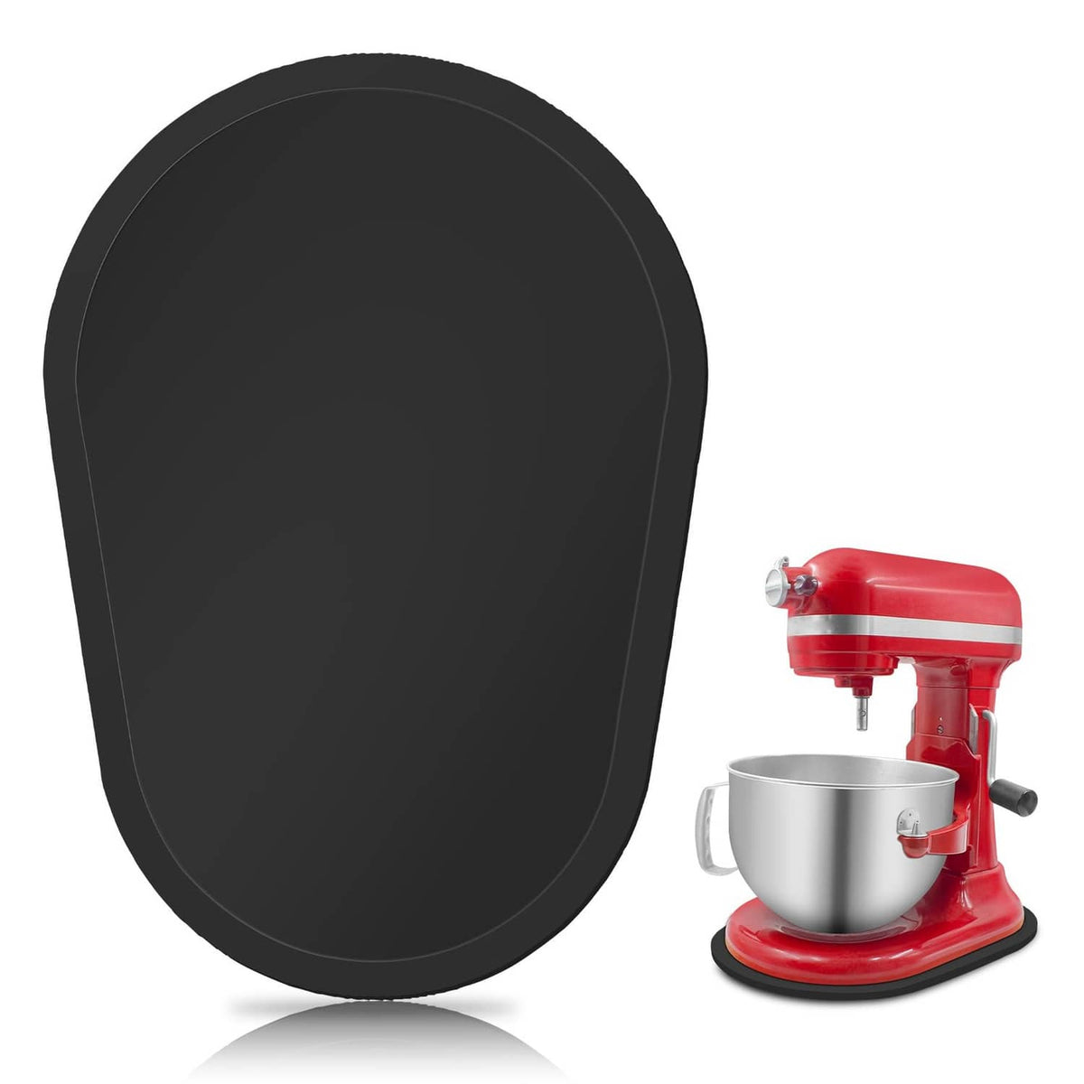 Black oval bamboo mixer slider pad for KitchenAid bowl lift bases