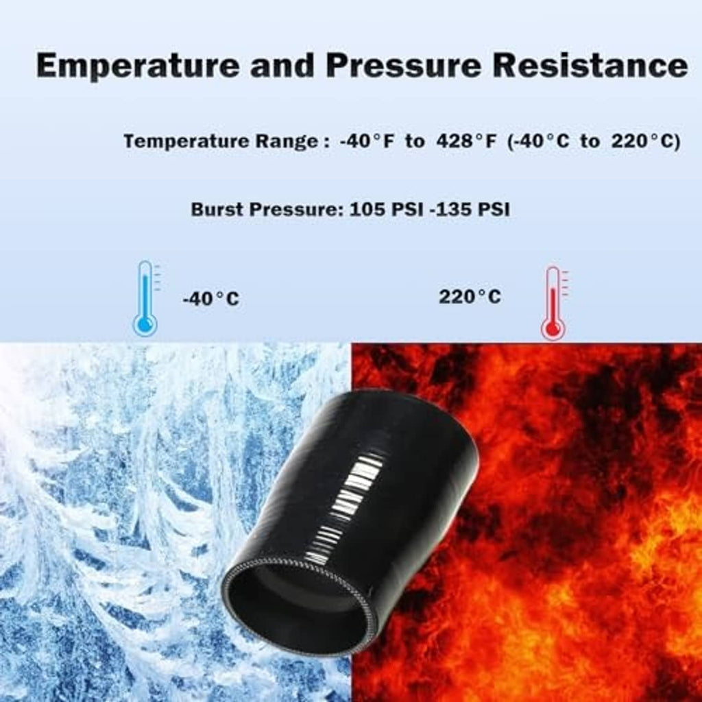 Black silicone hose reducer, short curved section