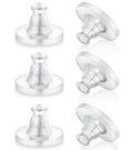 Clear silicone earring backs, snap-on round disc with central post for stud earrings