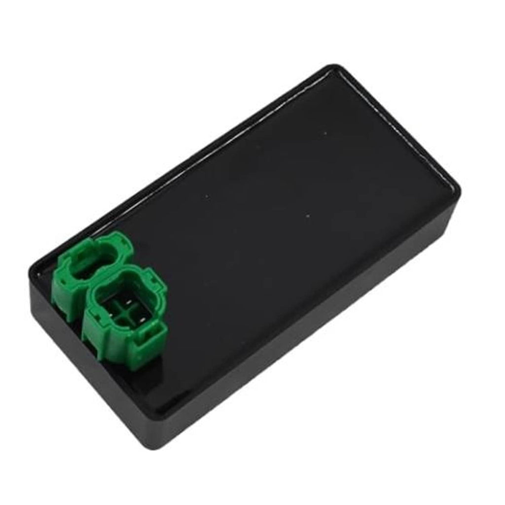 Black CDI module box with green electrical connector plug
