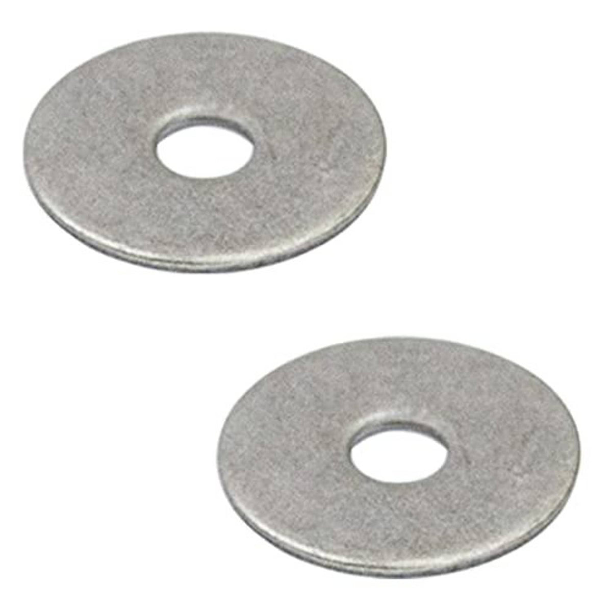 Two metal round washers with center holes for mounting