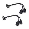 USB 3.0 right-angle extension cable, USB-A male to dual USB-A female ports.